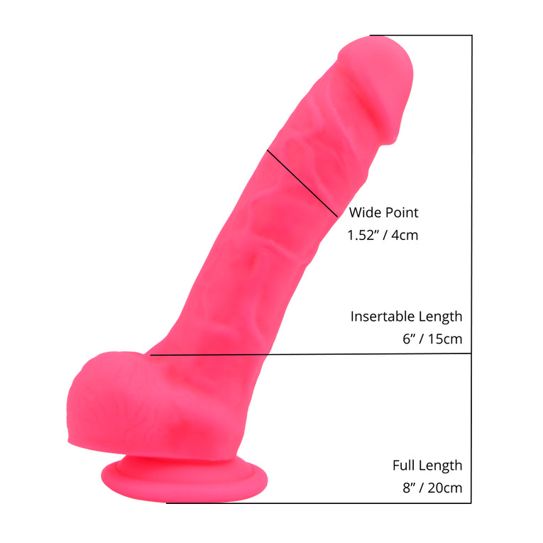 Loving Joy 8 Inch Realistic Silicone Dildo with Suction Cup and Balls Pink