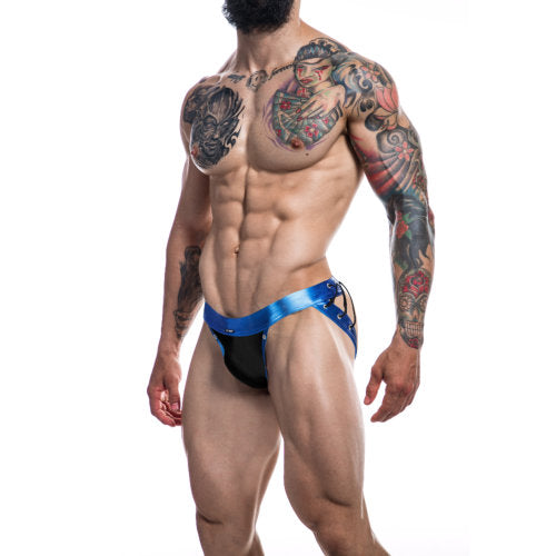 C4M Desire Jockstrap Blue Leatherette Large