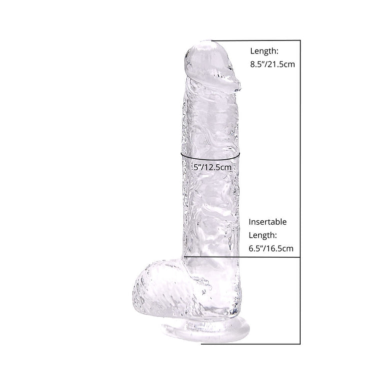 Loving Joy 8 Inch Dildo with Balls Clear