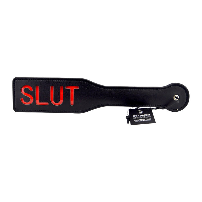 Bound to Please SLUT Spanking Paddle Black