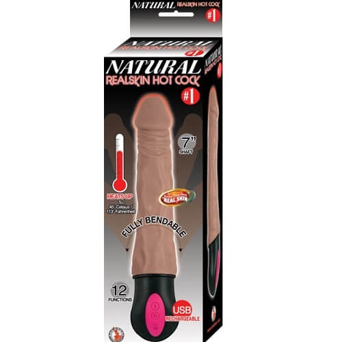 Realistic Warming 7 inch Vibrating Dildo Brown