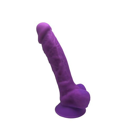 SilexD 7 inch Realistic Silicone Dual Density Dildo with Suction Cup and Balls Purple