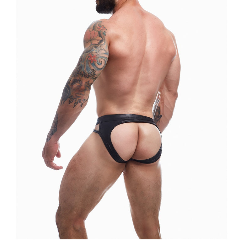 C4M Dungeon Black Leatherette Jockstrap Large