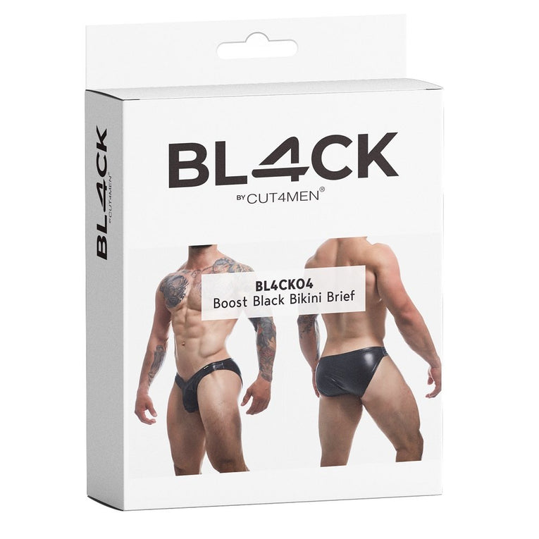 C4M Boost Black Leatherette Bikini Brief Medium