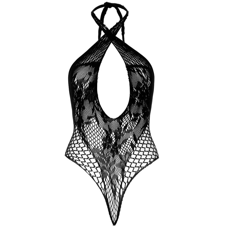 Leg Avenue Lace and Net Halter Teddy